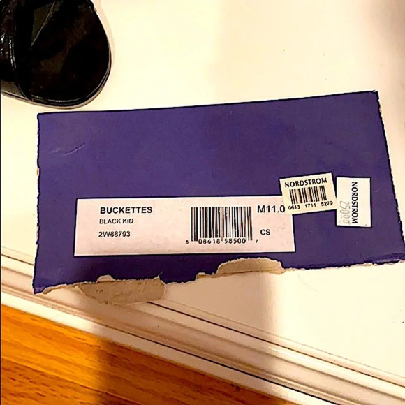 HP 5/3 Stuart Weitzman Buckettes black peep toe sling back size 11M - Picture 7 of 10